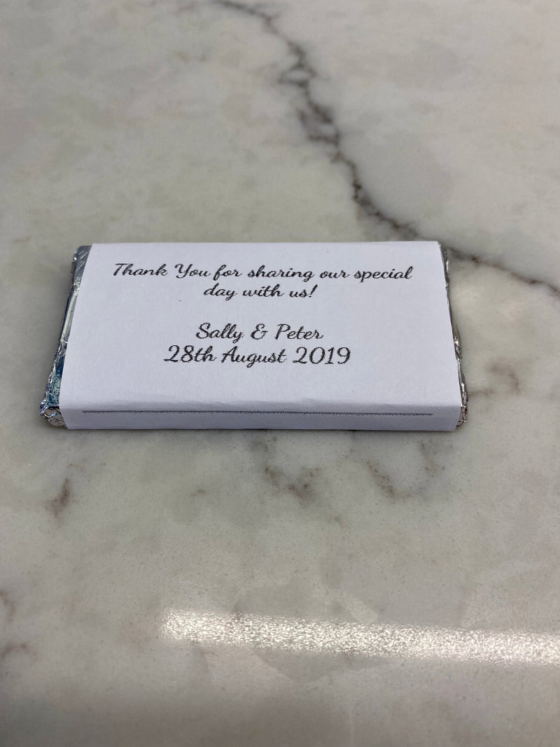 Belgian Milk Chocolate Bar Wedding Favour